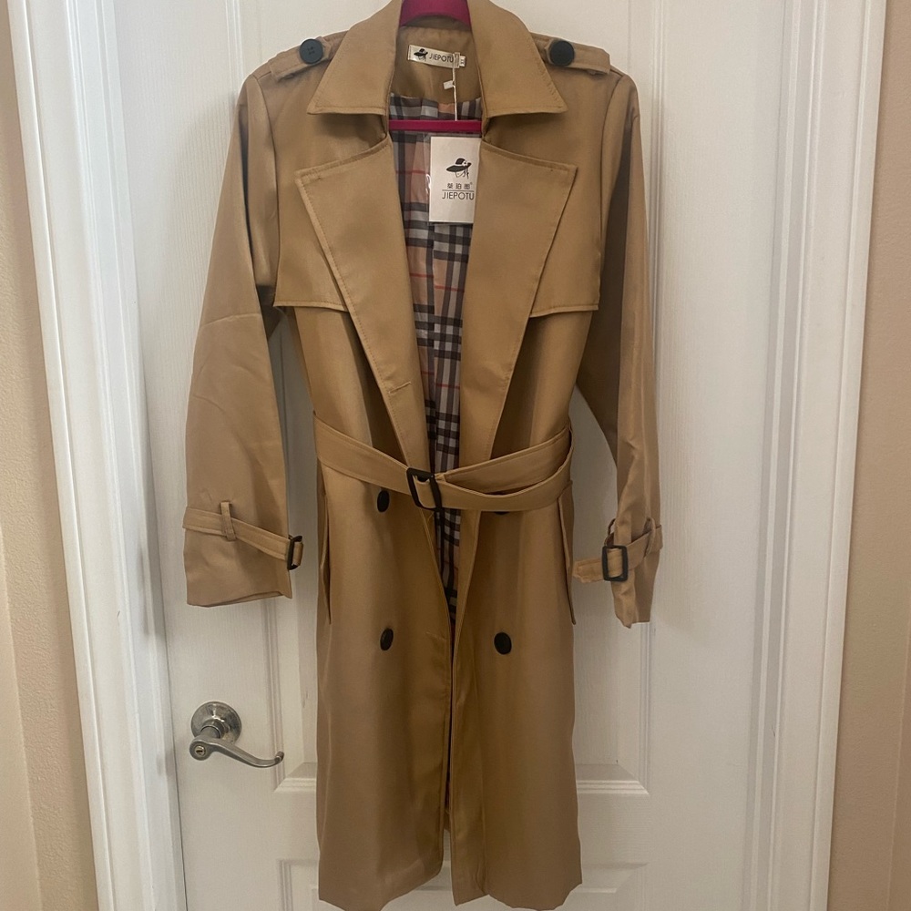 Khaki Trench Coat Large- Bur Inspired Lining